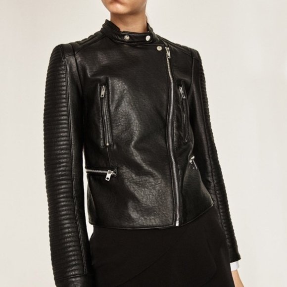 Zara Jackets & Blazers - 🆕 ZARA | Leather Effect Vegan Leather Jacket M